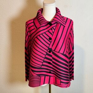 Vanite Couture Pleated Pink & Black Button Jacket One Size Fits Most